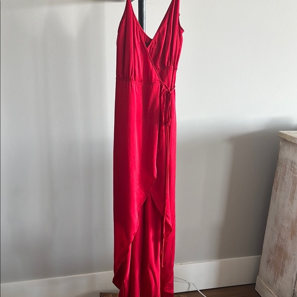 Reformation 100% Silk Getty Red Wrap Dress - Picture 6 of 11